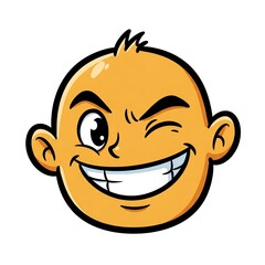Mischievous cartoon character smirk one eyebrow raised playful expression white background
