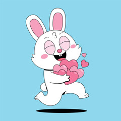 Cute cheerful bunny holding lots of love