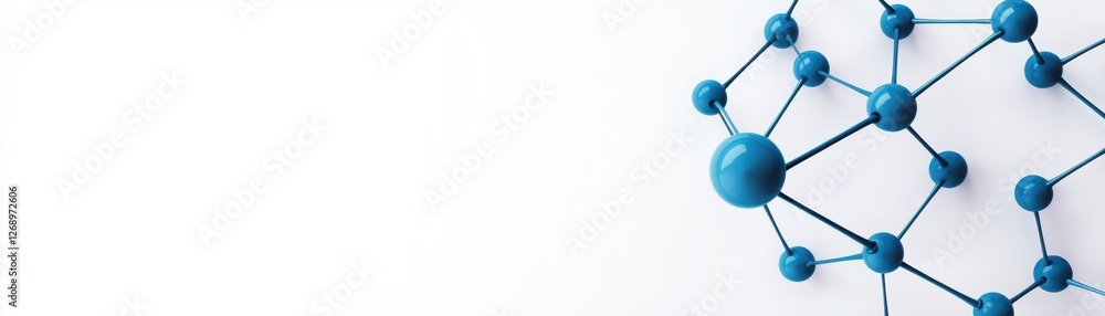 Aufkleber abstract molecular structure with blue spheres and connecting lines on a light background