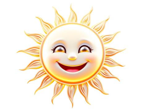 Bright and Cheerful Cartoon Sun with a Big Smile Radiating Joy and Happiness