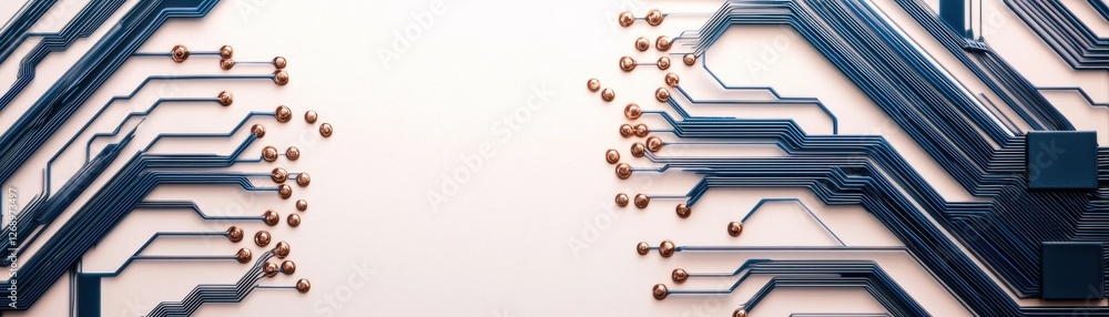 Poster abstract circuit design with blue lines and copper nodes for technology and innovation themes