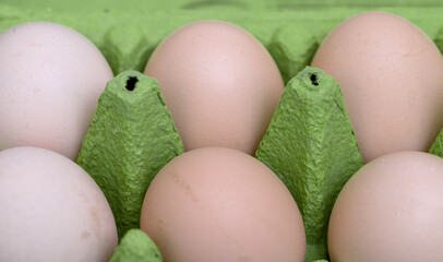 Zbliżenie na poukładane jajka w wytłoczkach, jaja ściółkowe, ekologiczne świeże jaja © Paweł Kacperek