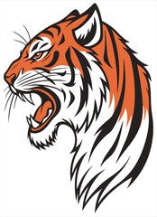 Menacing appearance: precise vector rendering of a tiger with a tense expression