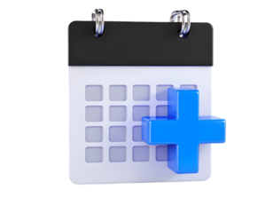 A Colorful Calendar Displaying a Plus Sign for Event Addition and Scheduling