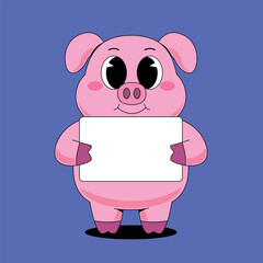 Cute pig holding blank holder