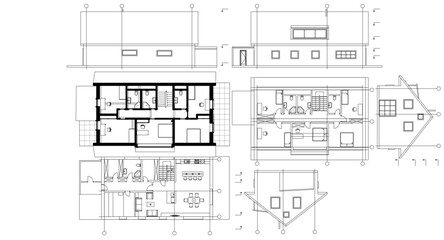 residential architecture house plan 3d illustration