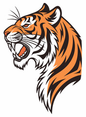 King of the jungle: detailed vector graphics of a tiger head with a frightening expression
