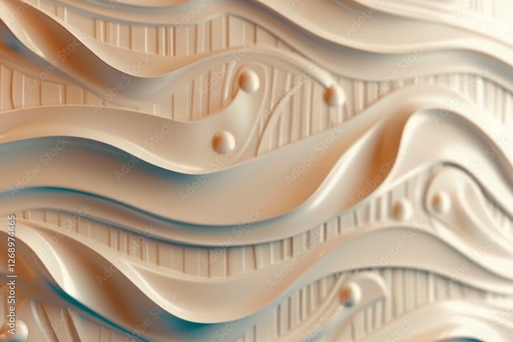 Poster minimalist design featuring abstract white waves creating a smooth, textured pattern for decor
