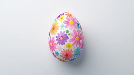 Floral Easter egg on white background; spring celebration