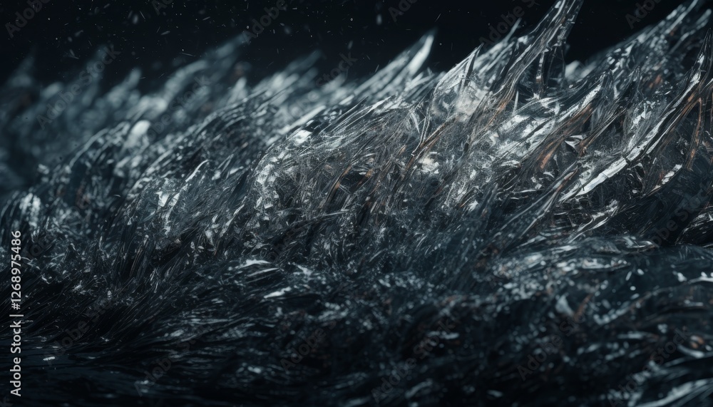 Poster abstract metallic ice pattern with deep textures and futuristic reflective surfaces in photography
