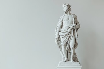 Antique statue of a bearded man draped in a cloth