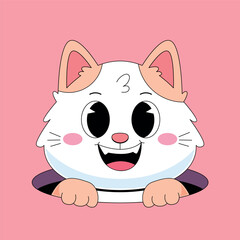 Cute cat come from hole