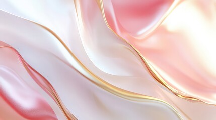 Elegant Abstract Background with Flowing Fabric in Soft Pink and Gold