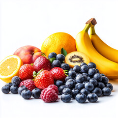 fresh fruits on white