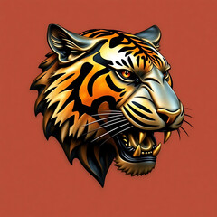 Tiger Head Illustration Bold Side Profile with Intense Roar Black Stripes and Orange Accents Majestic High Detail Wild Animal Art with Clean Background Free Design