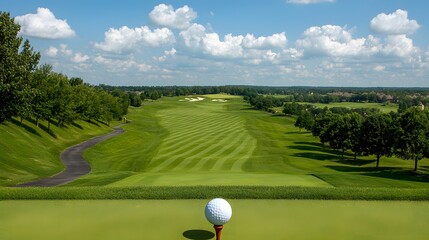 Golfing action on a scenic course beautifully maintained landscape outdoor sports vibrant greenery aerial view exciting game atmosphere for enthusiasts