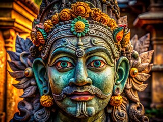 Obraz premium Intense Gaze: Close-Up Architectural Portrait of a Stone Deity