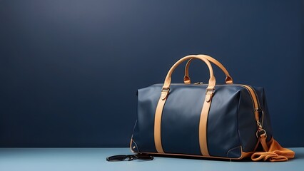 Travel Bag banner with empty space Without Text, Navy background, holiday banner poster background for advertisement ads