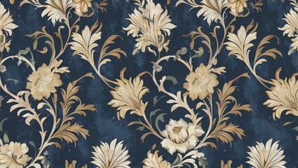 Seamless Ornate Floral Pattern with Antique Aesthetic and Rich Textures