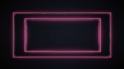 Empty neon rectangle frame with shining effect on dark background with copy space. Black Friday, Cyber Monday. Online shopping, sale and discount concept. 80s, 90s retro style. Synthwave, Retrowave

