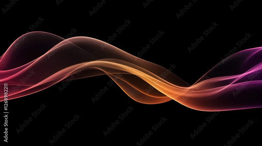 Poster elegant abstract wave design with vibrant gradient colors on black background