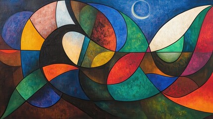 Abstract Colorful Swirling Shapes Night Sky Art