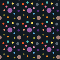 Colorful dots seamless pattern on dark background