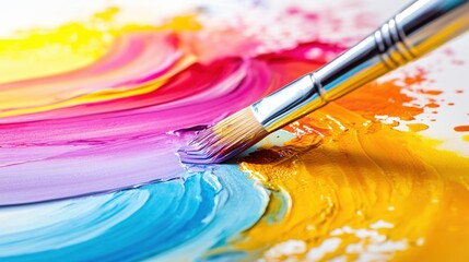 Obraz premium Colorful Art Palette with Brush Creating Vibrant Abstract Design