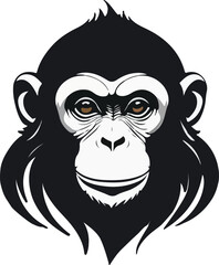 Silhouette Monkey Illustration vector design, Monkey logo and icon design, Monkey Illustration vector design