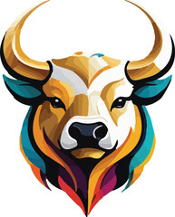Colorful Ox Head vector design, Ox logo and icon Design, Ox vector design
