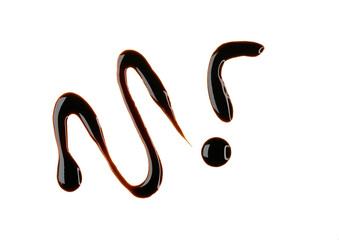 Line and drop of brown sauce, syrup isolated on white, PNG