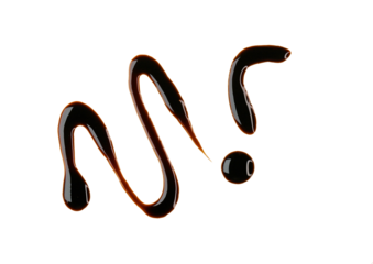 Line and drop of brown sauce, syrup isolated on white, PNG