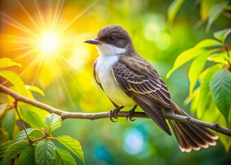 Juvenile Eastern Kingbird Fledgling Double Exposure Nature Stock Photo