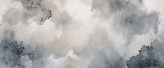abstract, textured background with a watercolor style. It features a blend of soft, muted colors, primarily shades of gray and white, creating a cloudy or marbled effect.