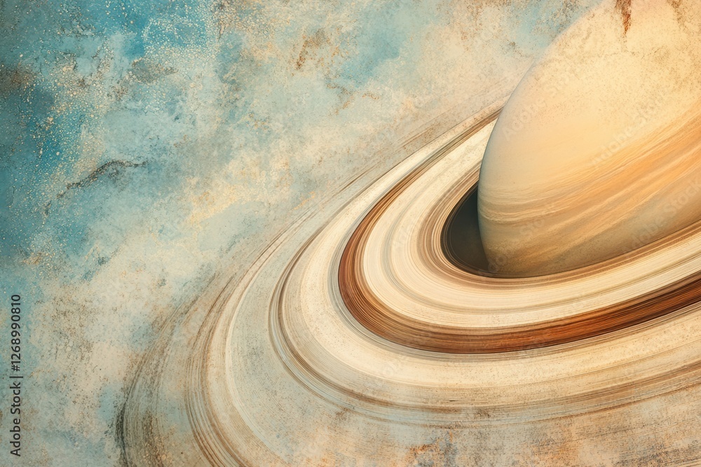 Aufkleber exploration of saturn showing its stunning rings and atmospheric details from distant space. generat