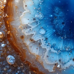 Agate stone macro backgro und.blue agate stone slice texture .Natural stone blue background. Phone wallpaper