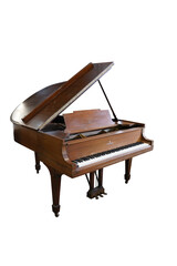 grand piano isolated on white on transparent and white background