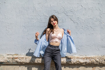 Portrait of a young beautiful brunette girl