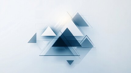 abstract geometric design with overlapping triangles in shades of blue and white, creating a sense of depth and dimension on a light background.