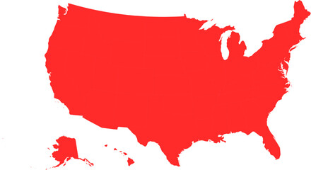 Fototapeta premium US Illustrative Red Map