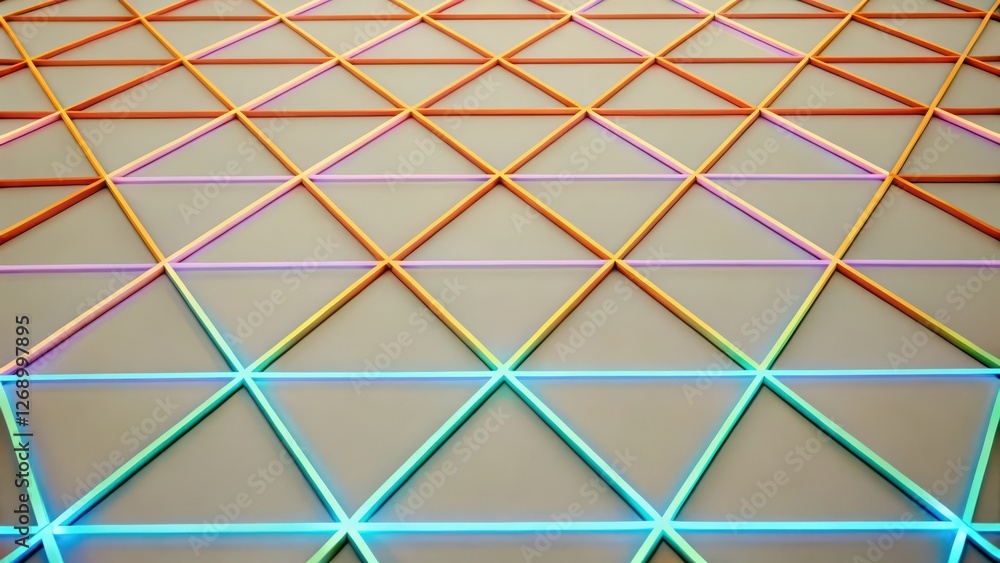 Poster abstract geometric pattern with neon lines