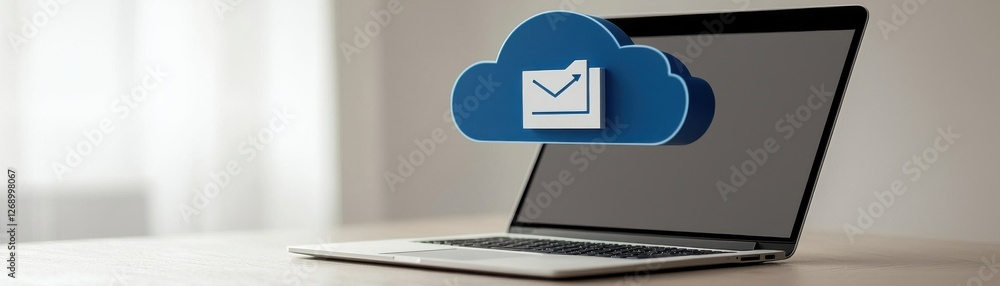 Aufkleber cloud computing concept with laptop and cloud storage icon representing online data management solut