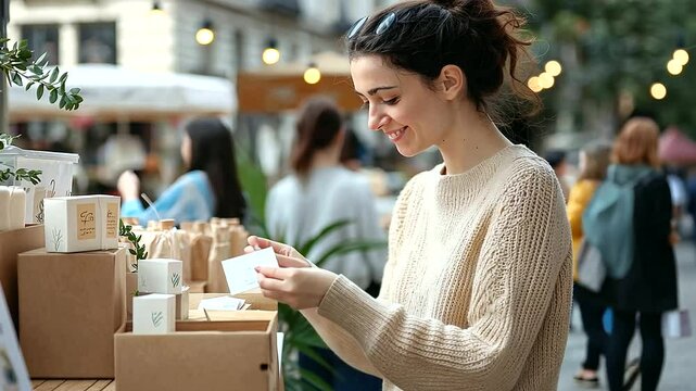 1_Craftsperson Selling Handmade Goods at Etsy Pop-Up Shop