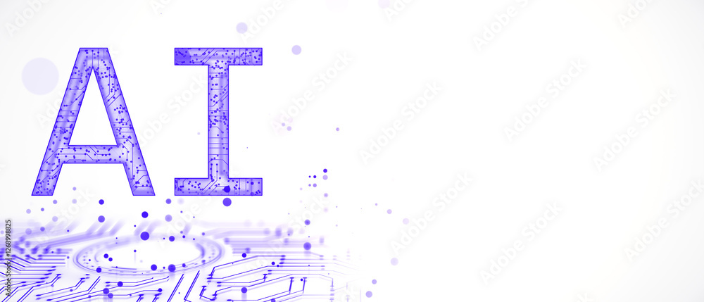 Aufkleber ai technology futuristic digital circuit design on light background. 3d rendering