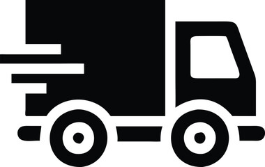 Fast moving shipping delivery truck line art vector icon