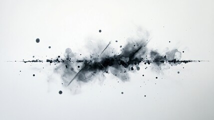 black ink blot on white. dark fluid spreading horizontally across a clean surface, creating a dynamic, abstract effect.