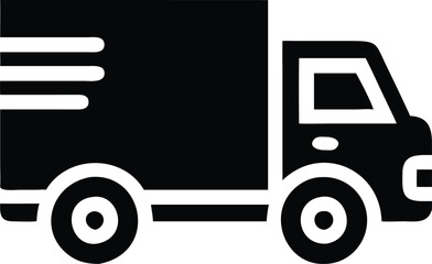 Fast moving shipping delivery truck line art vector icon