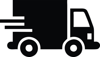 Fast moving shipping delivery truck line art vector icon
