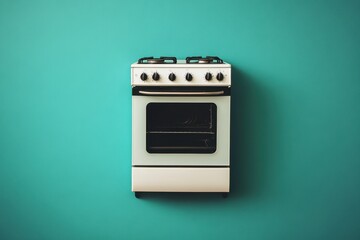 Fototapeta premium White oven stands against an aquamarine background in minimalist style