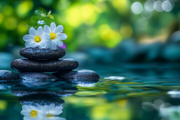 Stack of zen stones for relaxation background